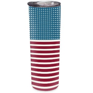 Elanze Designs American Flag Pattern Red Blue 20 ounce Stainless Steel Travel Tumbler - 1 of 4