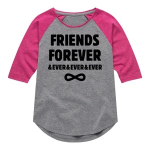 Girls' - Instant Message - Friends Forever And Ever Shirt Tail Raglan Graphic T-shirt - 1 of 4