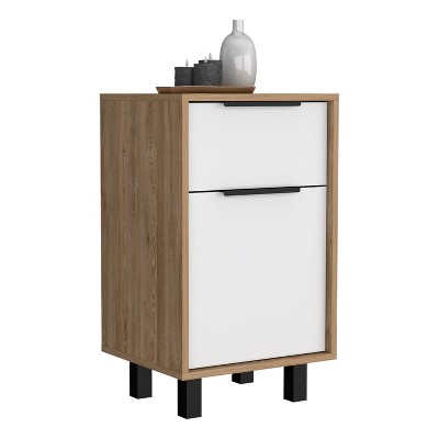 NicBex 16.14 inch Wide Nightstand with 1 Drawer,Modern Side Table with Large Storage Space and 4 Legs,Bedside Table for Bedroom,Living Room,Gray/Brown