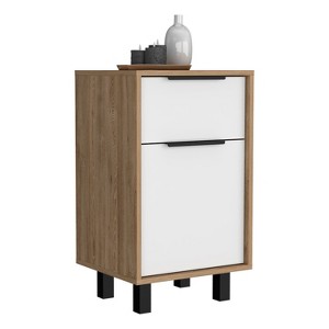 NicBex 16.14 inch Wide Nightstand with 1 Drawer,Modern Side Table with Large Storage Space and 4 Legs,Bedside Table for Bedroom,Living Room,Gray/Brown - 1 of 4
