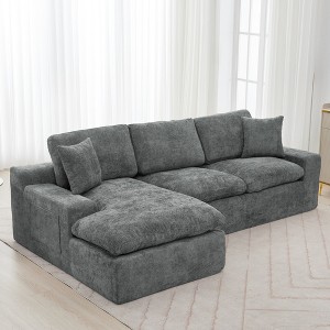 107.9" Cloud Sectional Sofa Modular  Full-compressed Couch with Double-layer Cushion and Side Pockets for Living Room-- Frevyn - 1 of 4
