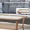 POCASSY Wicker Outdoor Coffee Table, Patio Furniture Rectangular Tempered Glass Top Coffee Table with 2-Lyer Storage - 4 of 4