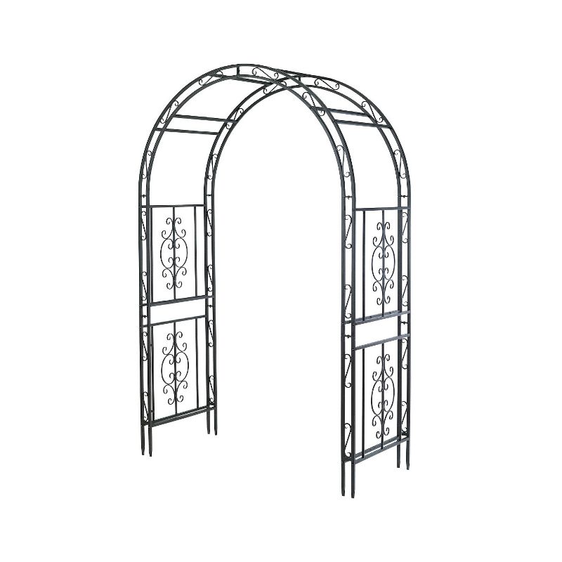 Plow & Hearth - Montebello Iron Garden Arbor Trellis with Beautifully Crafted Scroll Work Design, 2 of 6