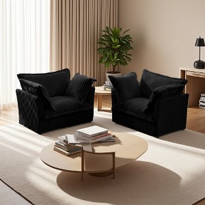 2-Piece Corduroy Armchair Set with Deep Seats - 1 of 4