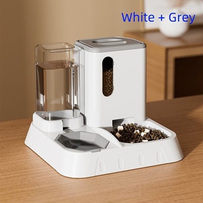 2-in-1 Automatic Cat Feeder Dual Transparent Tanks with Water Dispenser