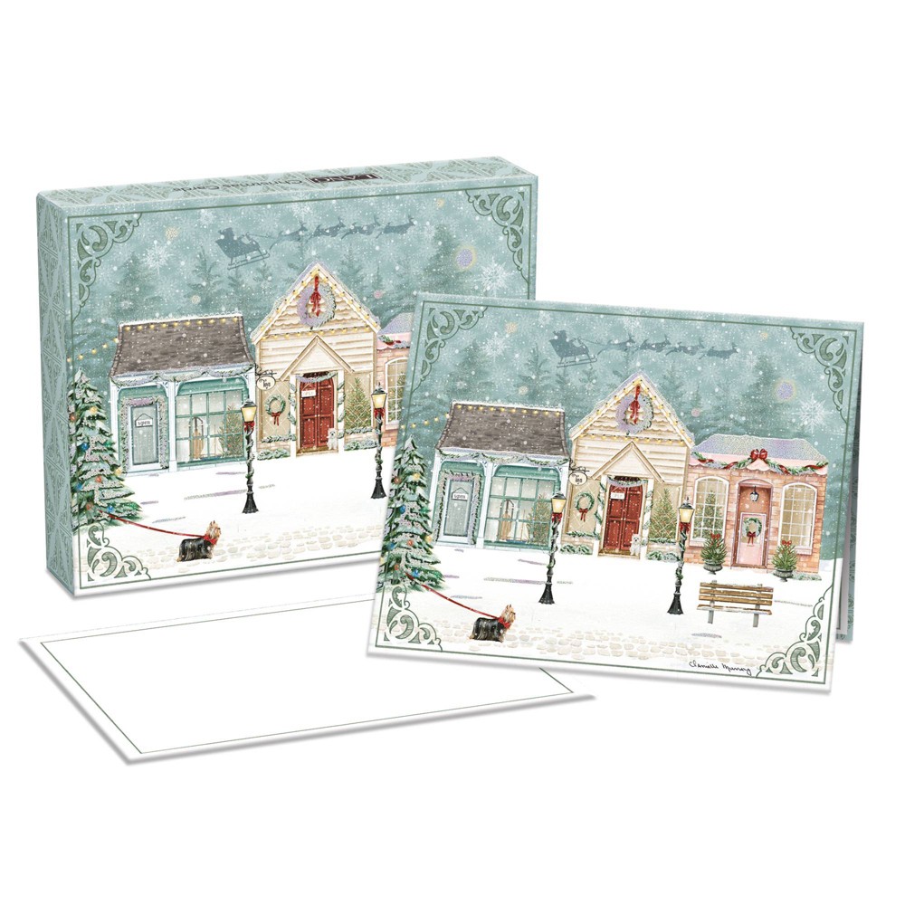 LANG 18ct Christmas Village Single Design Boxed Card Pack