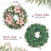 Christmas Wreaths for Front Door, 22 In Large Outdoor Xmas Wreath with Lights, Pink Holiday Wreath with Flowers Ball Ornaments for Fireplace Window - 4 of 4