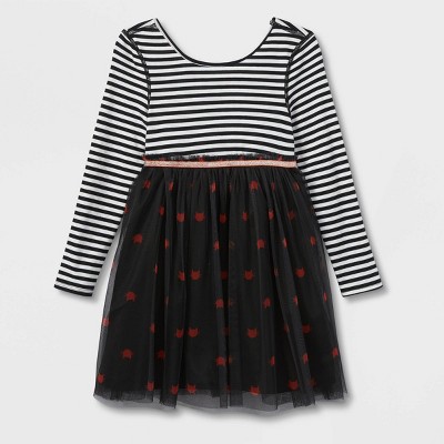 Girls' Adaptive Halloween Knit Tulle Dress - Cat & Jack™ Black
