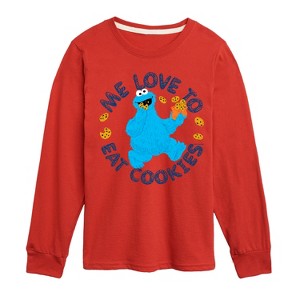 Boys' - Sesame Street - Me Love To Eat Cookies-Toddler and Youth Long Sleeve T-Shirt Long Sleeve Graphic T-Shirt - 1 of 3