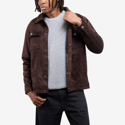 X RAY Men's Faux Suede Jacket With Faux Fur Collar in OLIVE Size XL — фото 4