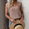 Women's V-Neck Twist Knit Tops Sleeveless Casual Knit Tank Tops Vacation Beach Knit Basic Tees - 3 of 4
