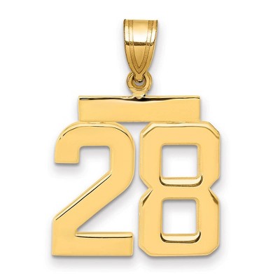 Black Bow Jewelry 14k Yellow Gold, Athletic Collection Medium Polished Number 28 Pendant
