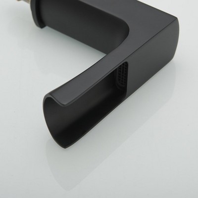 Matte Black Stainless Steel Waterfall Double-Handle Faucet Set