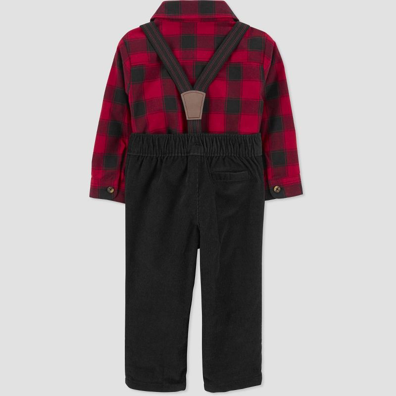 Carter's Just One You®️ Baby Boys' Plaid Top & Bottom Set - Red/Black, 4 of 7