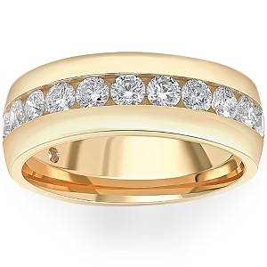 Pompeii3 1 1/2 Ct Mens Lab Created Diamond Wedding Ring Yellow Gold Anniversary Polish Band - 1 of 4