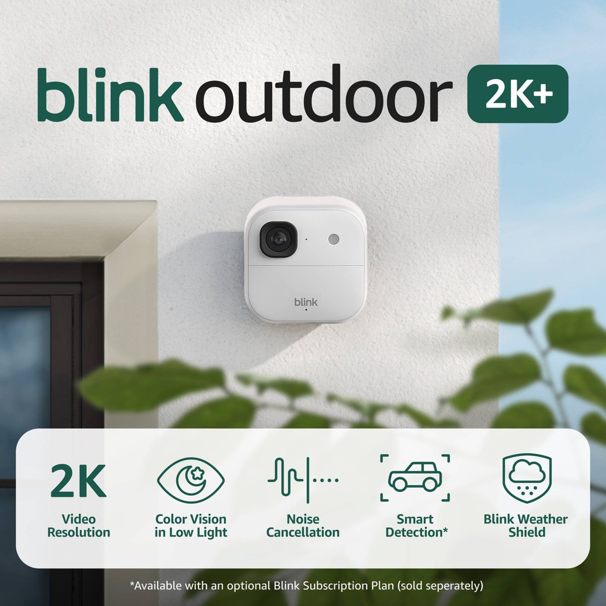 Blink Outdoor 2K+ Wireless Smart Security Camera, 2K Video Resolution, Enhanced Audio, Sync Module Core Included. 1 Camera System - White - thumbnail 2