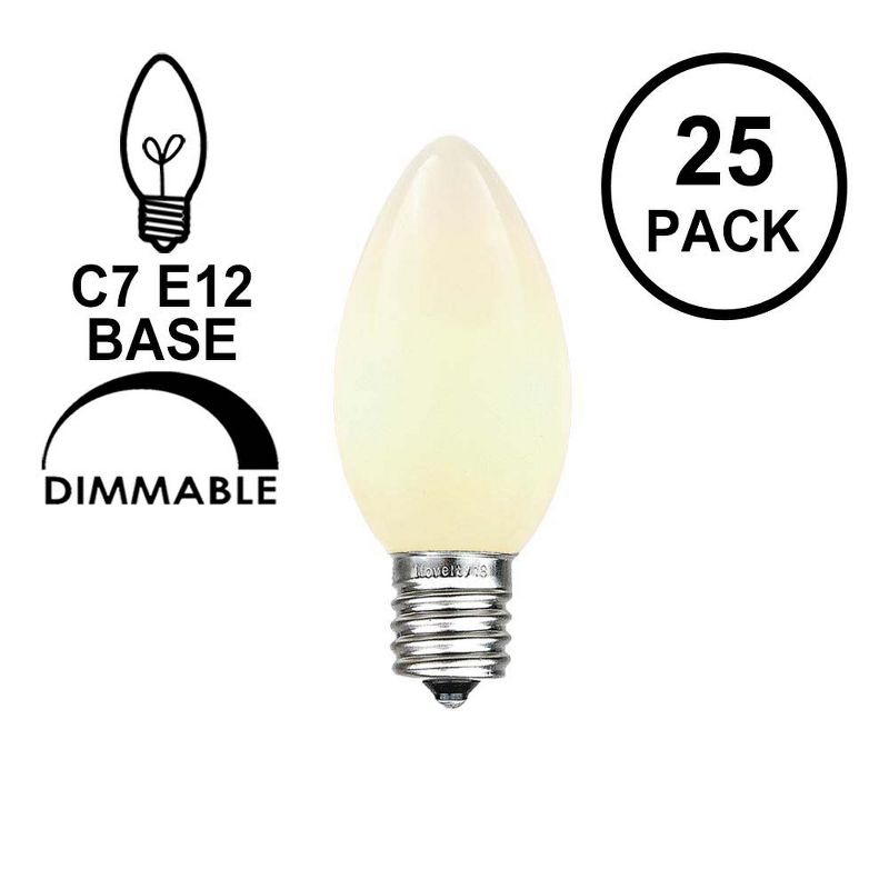 Novelty Lights Ceramic C7 Incandescent Traditional Vintage Christmas Replacement Bulbs 25 Pack, 2 of 7