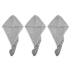 Unique Bargains Soft Hair Towel Wrap Drying Cap Microfiber for Wet Long Hair 9.84x25.59 Inch 3 Pcs - 1 of 4