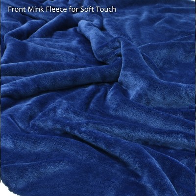 Large Blue Sherpa Fleece Reversible Pet Blanket, 60x50 inches