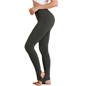 INSPIRE CHIC Women's Elastic Waistband Soft Gym Yoga Cotton Stirrup Pants Leggings - 1 of 4