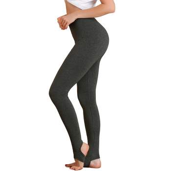 Allegra K Women's Elastic Waistband Soft Gym Yoga Cotton Stirrup Pants Leggings