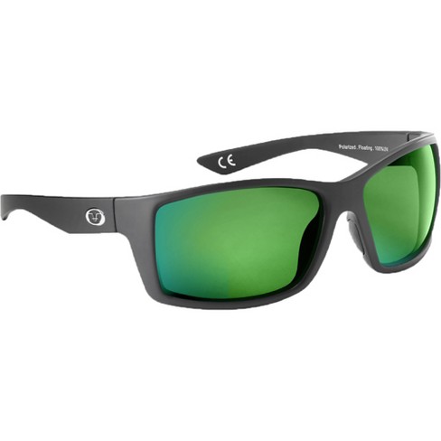 Flying Fisherman Rafter Floating Sunglasses - Matte Black/Amber Green Mirror