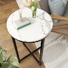 Hooseng Faux Marble Round Side Table Set of 2, 16 Inch Living Room End Table Accent Table Nightstand with Metal Frame for Bedroom, Small Spaces - 2 of 4