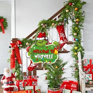 Christmas Decorations Hanging Signs Christmas Door Sign Welcome to Whoville Sign for Holiday Xmas Door Decor - 1 of 2