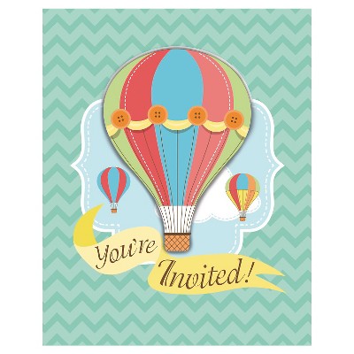 up up and away baby shower invitations