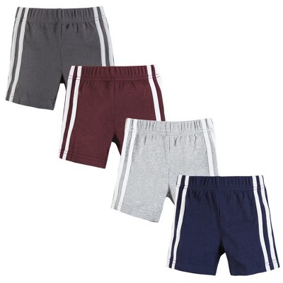 Image of Hudson Baby Boy Shorts Bottoms 4-Pack, Burgundy Navy, 0-3 Months