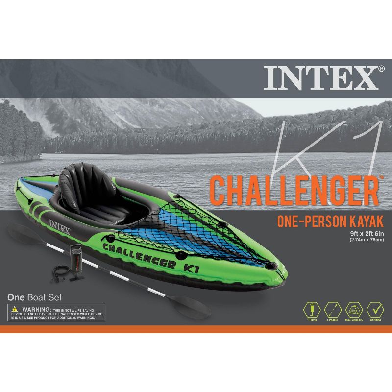 Intex Challenger K1 1-Person Inflatable Sporty Kayak + Oars And Pump | 68305EP, 5 of 6