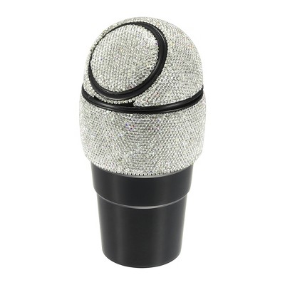 Unique Bargains Bling Faux Crystal Car Trash Can White