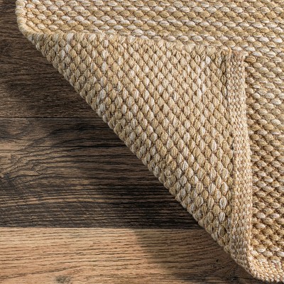 Beige 6' x 9' Handmade Cotton Flat Woven Area Rug