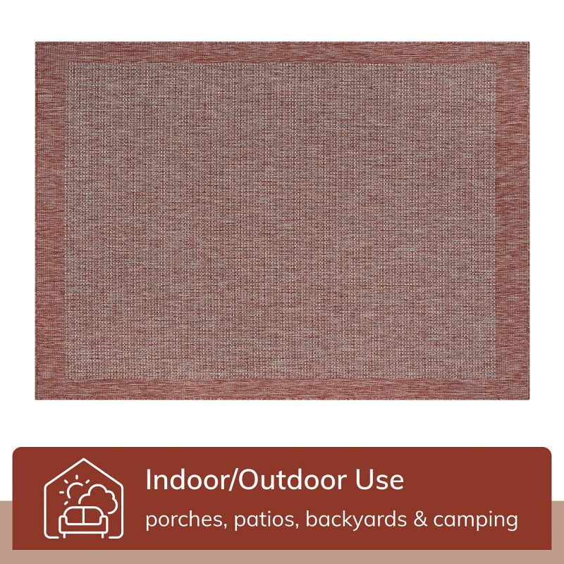 Well Woven Woden Indoor/Outdoor Flat Weave Pile Solid Border Area Rug, 5 of 11
