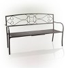 Metal Garden Bench with Retractable Table Black - Alpine Corporation: Weather-Resistant, 3-Person Seating, No Assembly Required - 4 of 4
