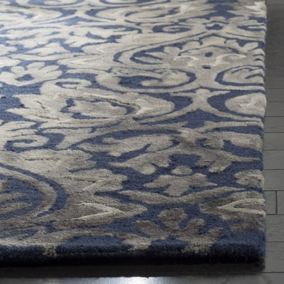 Handmade Gray Floral Tufted Wool Rectangular Accent Rug 2' x 3'