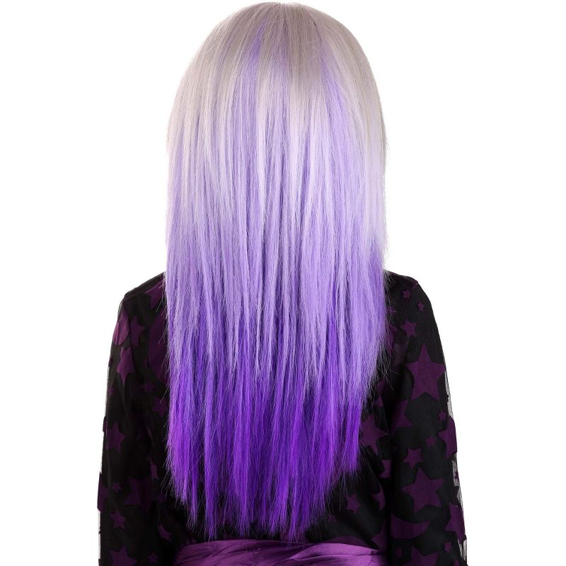 HalloweenCostumes.com  Girl Purple and Gray Ombre Wig for Girls, Purple/Gray/Purple, 2 of 5