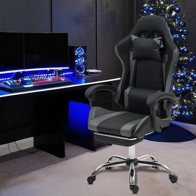 Bosmiller Gaming Chair with Massage Lumbar Support Ergonomic Video Game Chair, Adjustable Headrest & Footrest