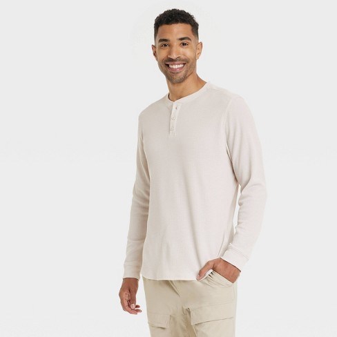 Men's Waffle-knit Henley Athletic Top - All In Motion™ Stone M