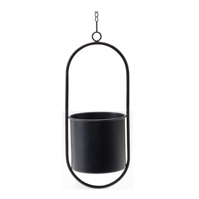 Black Metal Modern Hanging Planter Set with Frame