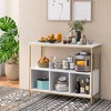 Costway Buffet Sideboard Kitchen Storage Cabinet Open Shelf w/ 3 Compartments Black\Rustic - image 3 of 4