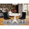 3-Piece Linen White Finish Solid Wood Top - Round Upholstered Dining Room Set - Seats 4 - 2 of 4
