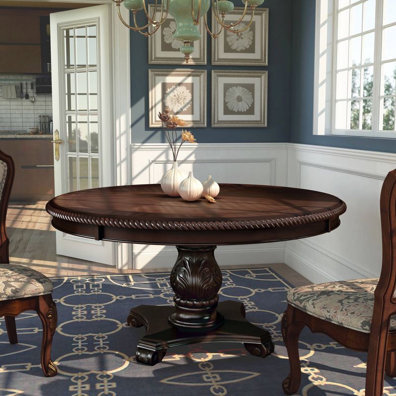 Gibeon&#160;Elegant Carved Pedestal Round Dining Table Brown - HOMES: Inside + Out, 6 of 7