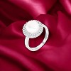 Slickblue Double Halo Pearl Cocktail Ring for Women, Hematite or Silver Finish, Freshwater Pearl, CZ Accents, Sizes 5-10 - 2 of 4