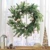 INFURNIC Artificial Trees Pine Needle Wreath with Silver Ornaments for Stylish Holiday Decor, Green, 26"*5"*26" - 2 of 4