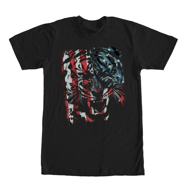 Men's Lost Gods Tiger Growl American Flag T-Shirt, 1 of 5
