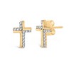 Haus of Brilliance 14K Yellow Gold Plated Silver 1/10 Cttw Diamond Cross Stud Earring - 2 of 4