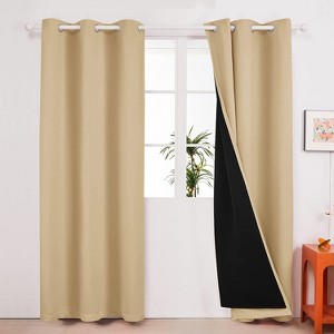 Deconovo Satin 100% Light sheiled Curtains 2Panels For LivingRoom or Bedroom - 1 of 4