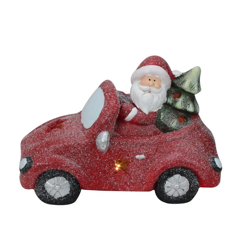 Northlight 14" Red LED Lighted Magnesia Glitter Car with Santa Claus Christmas Tabletop Decor, 2 of 4