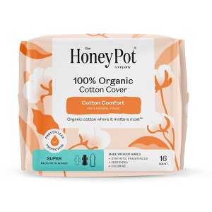 The Honey Pot Company, Non-Herbal Super Pads with Wings, Organic Cotton Cover - 16ct - 1 of 4